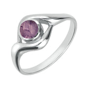 9ct White Gold Blue John Round Twist Ring, R030.