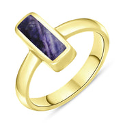 9ct Yellow Gold Blue John Slim Oblong Ring