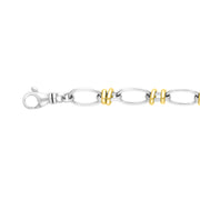 9ct Yellow Gold Sterling Silver Handmade Cable Chain Bracelet