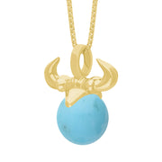 9ct Yellow Gold Turquoise Zodiac Taurus 10mm Bead Pendant, P3621.