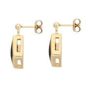 9ct Yellow Gold Whitby Jet Cushion Drop Earrings