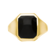 9ct Yellow Gold Whitby Jet Cut Corner Signet Ring