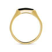 9ct Yellow Gold Whitby Jet Cut Corner Signet Ring