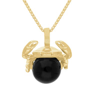 9ct Yellow Gold Whitby Jet Zodiac Cancer 10mm Bead Pendant, P3625.