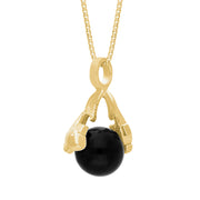 9ct Yellow Gold Whitby Jet Zodiac Pisces 10mm Bead Pendant, P3627.