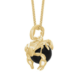 9ct Yellow Gold Whitby Jet Zodiac Scorpio 10mm Bead Pendant, P3618.