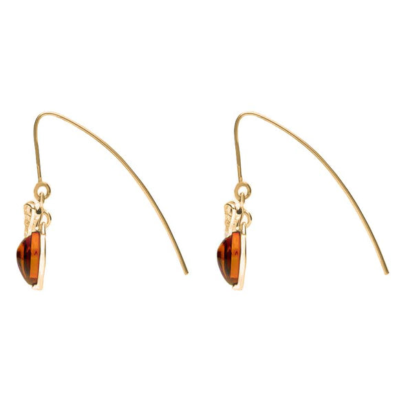 9ct Yellow Gold Amber Bee Small Hook Earrings