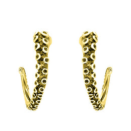 9ct Yellow Gold Tentacle Hoop Earrings, P3409