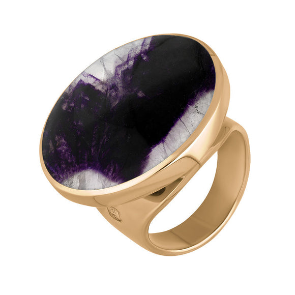 9ct Rose Gold Blue John Hallmark Medium Round Ring. R610_FH.