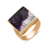 9ct Rose Gold Blue John Hallmark Small Square Ring. R603_FH.