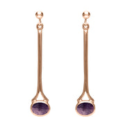 9ct Rose Gold Blue John Long Drop Earrings. E094.