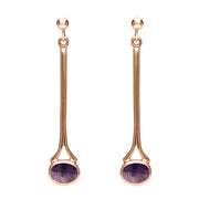 18ct Rose Gold Blue John Long Drop Earrings. E094.