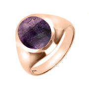 9ct Rose Gold Blue John Medium Oval Signet Ring, R189.