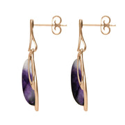 9ct Rose Gold Blue John Open Marquise Drop Earrings, E2437_2