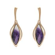 9ct Rose Gold Blue John Open Marquise Drop Earrings, E2437