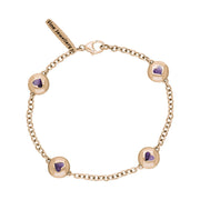 9ct Rose Gold Blue John Oval Heart Detail Four Stone Bracelet, B797.