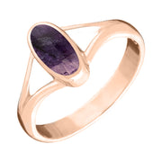 9ct Rose Gold Blue John Oval Split Shoulder Ring. R114.