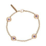 9ct Rose Gold Blue John Oval Star Detail Four Stone Bracelet, B796.