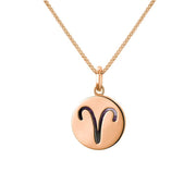 9ct Rose Gold Blue John Zodiac Aries Round Necklace, P3600.