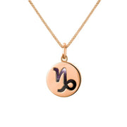 9ct Rose Gold Blue John Zodiac Capricorn Round Necklace, P3599.