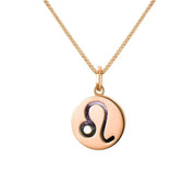 9ct Rose Gold Blue John Zodiac Leo Round Necklace, P3608.