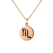 9ct Rose Gold Blue John Zodiac Scorpio Round Necklace, P3607.