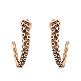 9ct Rose Gold Tentacle Hoop Earrings, E2460