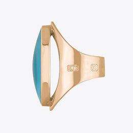 9ct Rose Gold Turquoise Hallmark Large Oval Ring