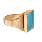 9ct Rose Gold Turquoise Hallmark Small Square Ring