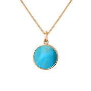 9ct Rose Gold Turquoise Zodiac Gemini Round Necklace, P3609._2