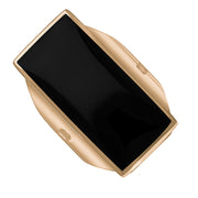 9ct Rose Gold Whitby Jet Hallmark Large Oblong Ring, R064_FH.