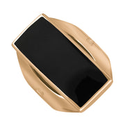 9ct Rose Gold Whitby Jet Hallmark Medium Oblong Ring, R065_FH