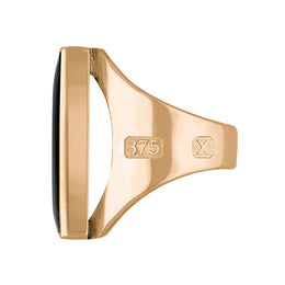 9ct Rose Gold Whitby Jet Hallmark Medium Oblong Ring
