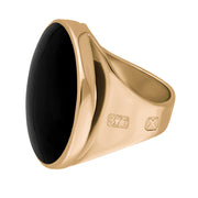 9ct Rose Gold Whitby Jet Hallmark Medium Round Ring