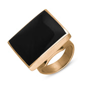 9ct Rose Gold Whitby Jet Hallmark Medium Square Ring, R604_FH.