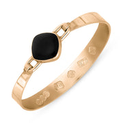 9ct Rose Gold Whitby Jet Hallmark Wide Cushion Bangle, B036_FH