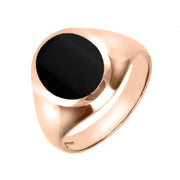 9ct Rose Gold Whitby Jet Medium Oval Signet Ring. R189.