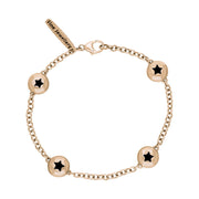 9ct Rose Gold Whitby Jet Oval Star Detail Four Stone Bracelet, B796.