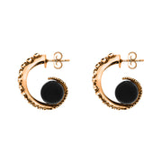 9ct Rose Gold Whitby Jet Tentacle Hoop Earrings