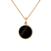 9ct Rose Gold Whitby Jet Zodiac Aquarius Round Necklace, P3598._2