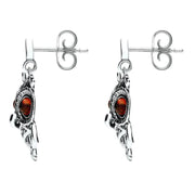 9ct White Gold Amber Orange Owl Stud Earrings E2329_2