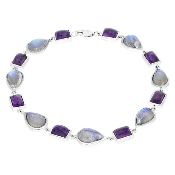 9ct White Gold Amethyst Moonstone Bracelet D