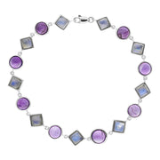9ct White Gold Amethyst Moonstone Bracelet D