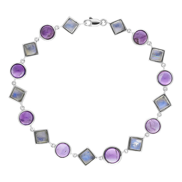 9ct White Gold Amethyst Moonstone Bracelet D
