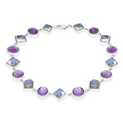 9ct White Gold Amethyst Moonstone Bracelet D