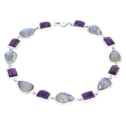 9ct White Gold Amethyst Moonstone Bracelet D