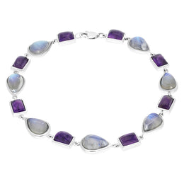 9ct White Gold Amethyst Moonstone Bracelet D