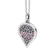 9ct White Gold Blue John Flore Filigree Medium Heart Necklace. P3630._2