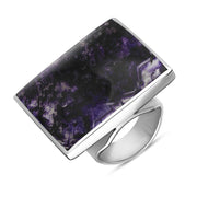 9ct White Gold Blue John Hallmark Large Square Ring. R605_FH.