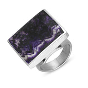 9ct White Gold Blue John Hallmark Medium Square Ring. R604_FH.